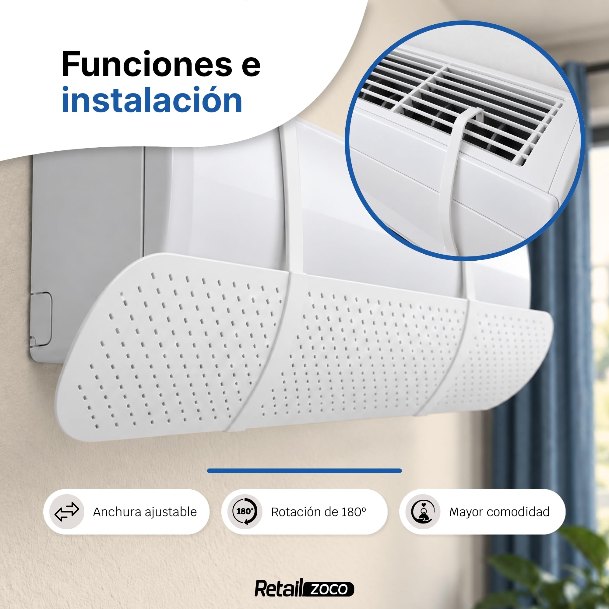 Deflector aire acondicionado,Orientable 180º, retráctil - imagen 3