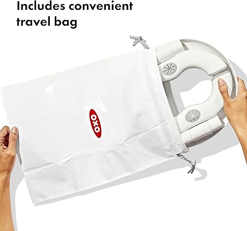 Vista 2 de OXO Tot Orinal portátil 2 en 1 Go con bolsa de viaje, asiento de orinal de viaje para niños pequeños Drizzle,Blossom,Crepúsculo