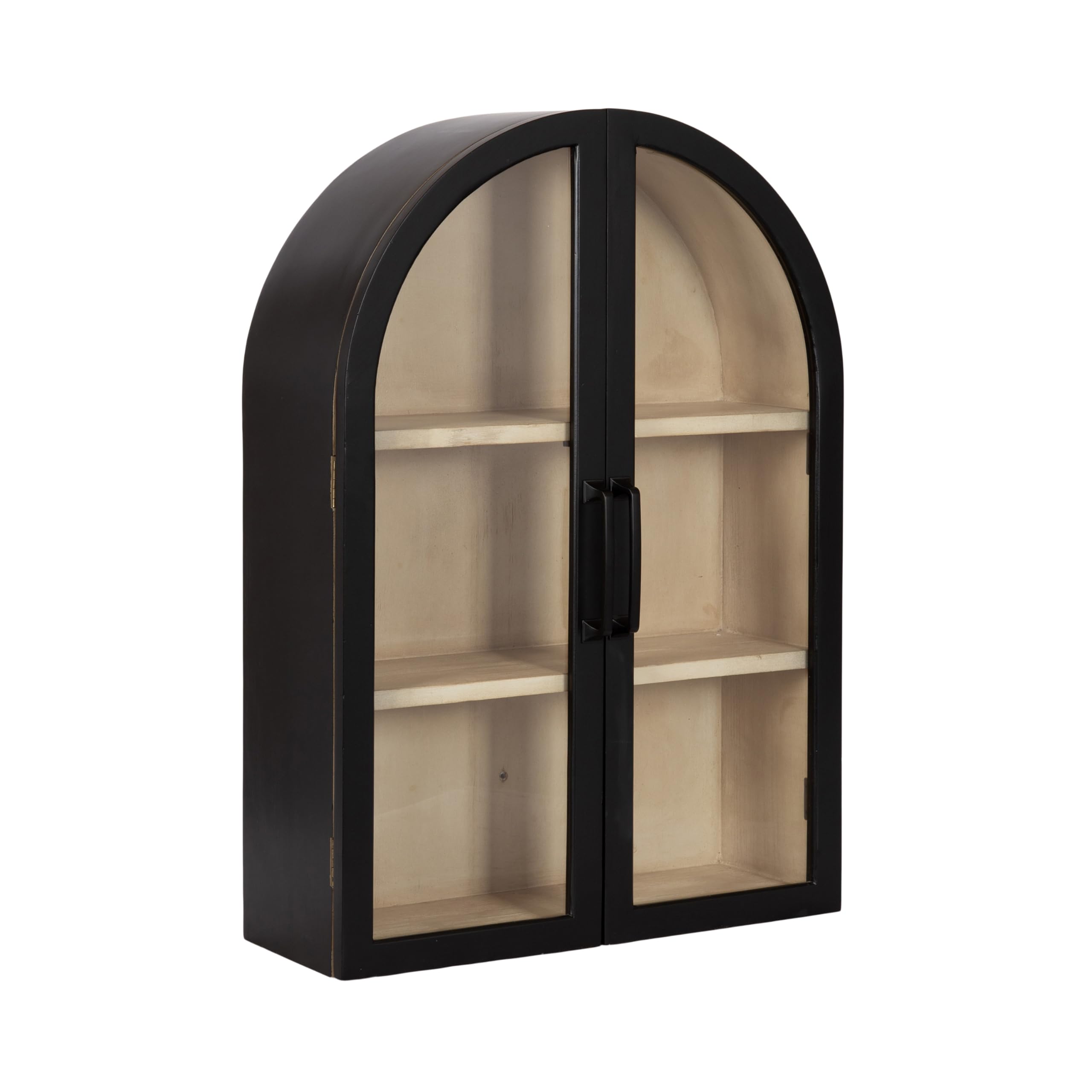 Kate and Laurel Arcott Modern Arch Wall Cabinet, 21 x 8 x 30, Natural Wood and Black, Transitional Arched Cabinet for Use as Over-The-Toilet Storage or Living Room Storage Cabinet