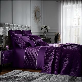 GC GAVENO CAVAILIA Comfy Warm Shiny Sequin King Size Bedding Sets, Breathable Soft Polycotton Geometric Diamante Bedding Set, Purple