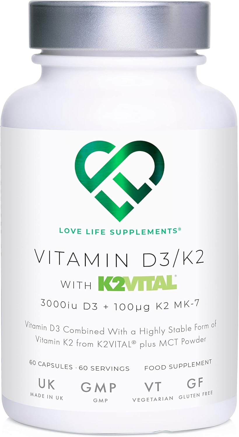 Vitamin D3 + K2 MK7 (K2VITAL® Superior Form of K2) by LLS 60