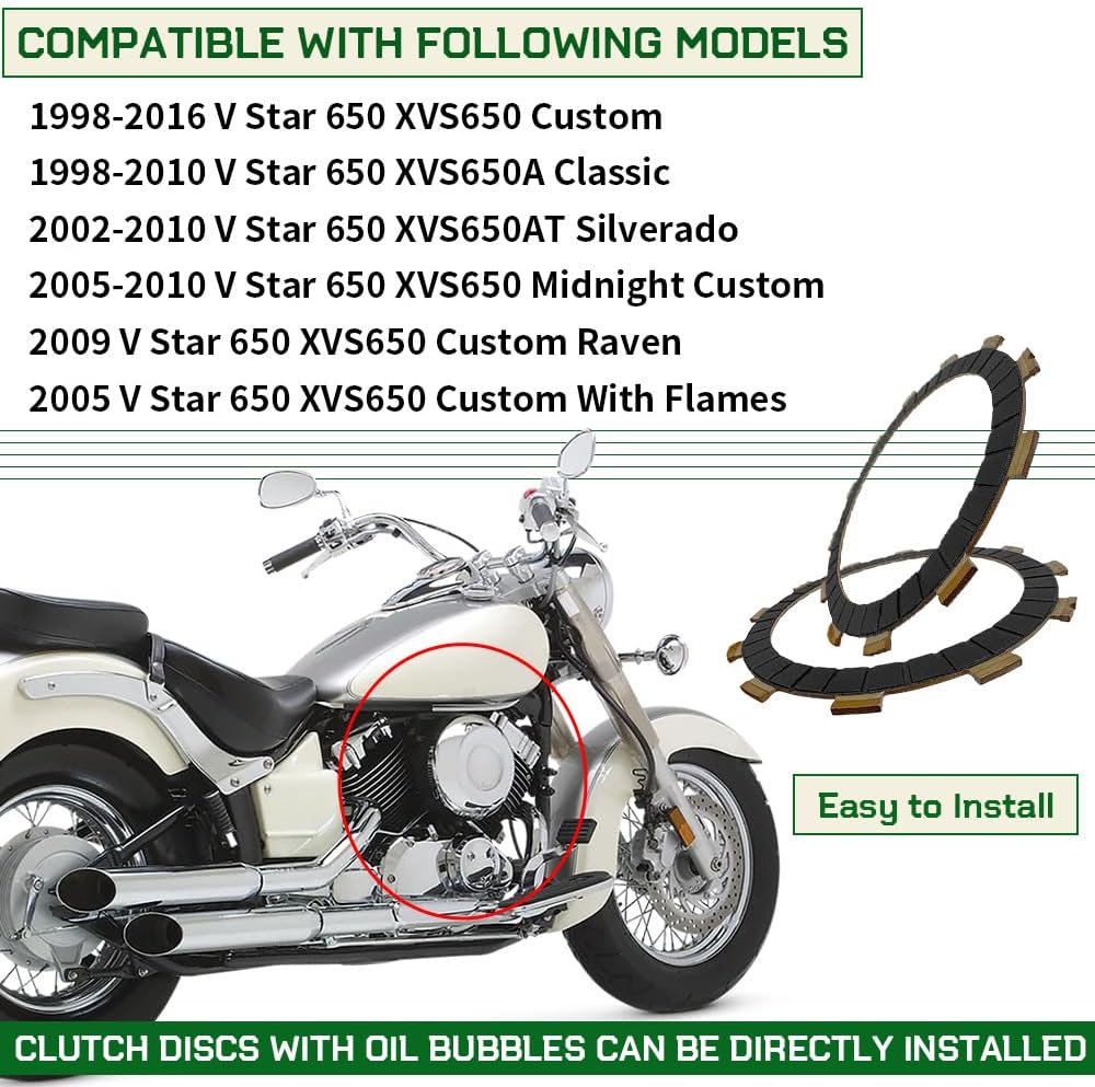 Clutch Kit Heavy Duty Springs & Complete gasket Compatible with Yamaha V Star 650 XVS650 XVS650A XVS650AT Custom 1998-2016 3B6-W001G-00-00