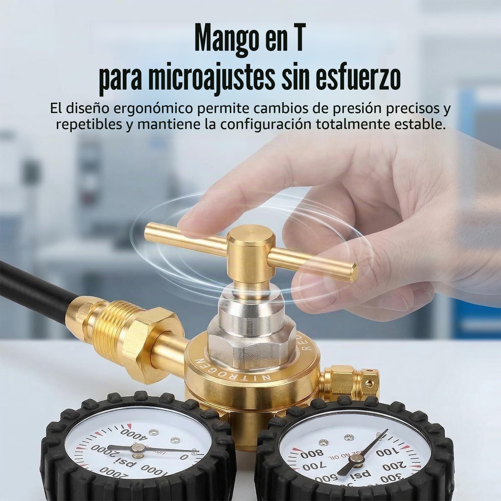 Kit de llenado de amortiguadores de nitrógeno con válvula Schrader Regulador de nitrógeno Herramienta de llenado de amortiguadores Compatible with Off-road Bike, ATV, ATC, UTV, Dirt Bike
