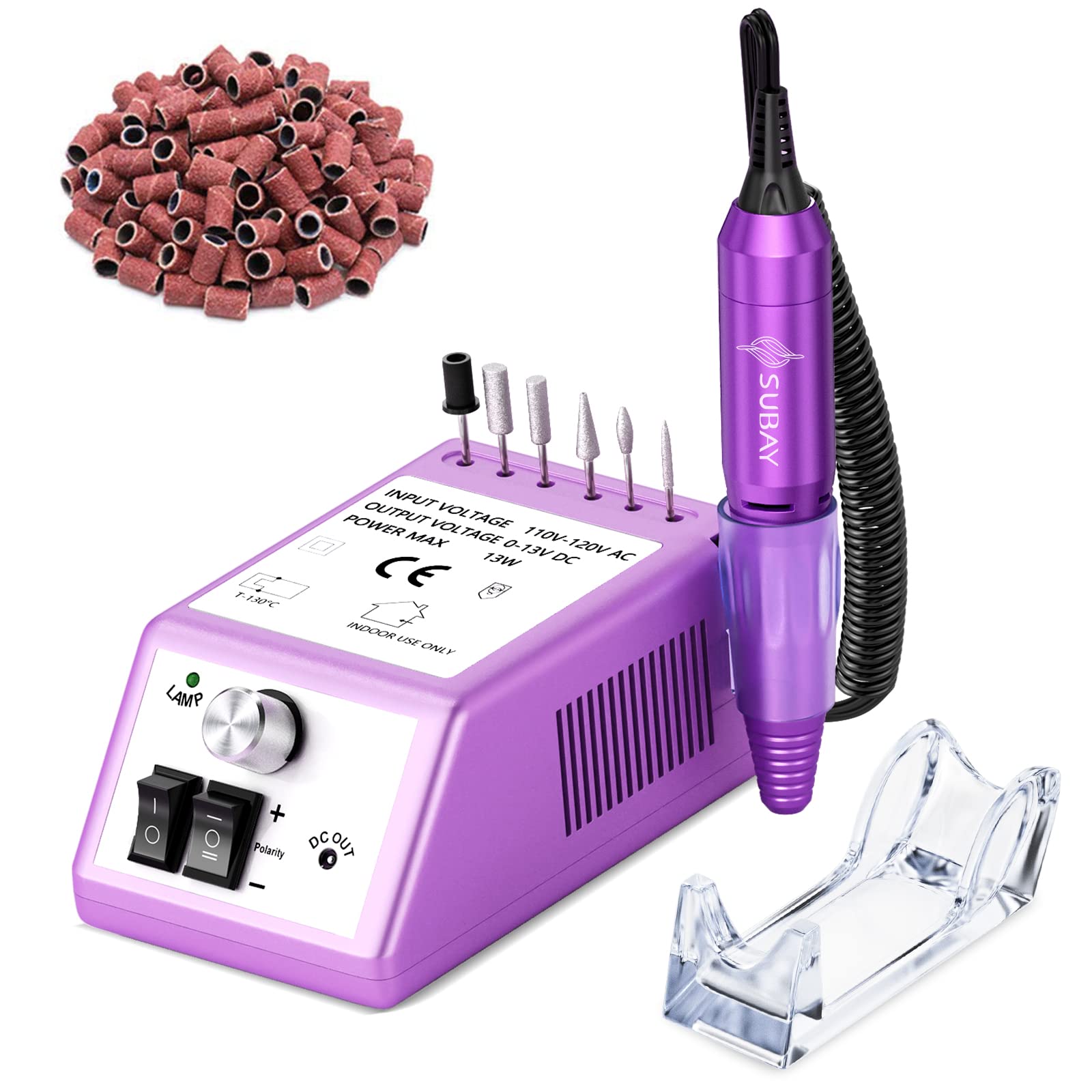 Subay Kit de manucure et pédicure professionnel pour soins des ongles des doigts et des orteils avec 1 paquet de bandes de ponçage (violet)
