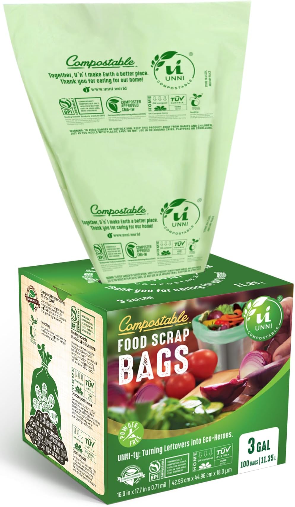 BioBag Kitchen Counter Food Scrap Bin and Compostable Bag