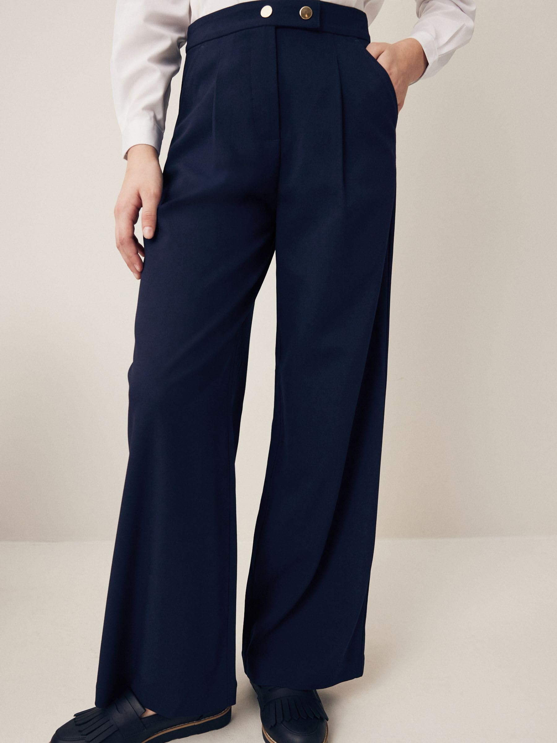 NEXT Fille Pantalon d’école Large Longueur Standard Senior