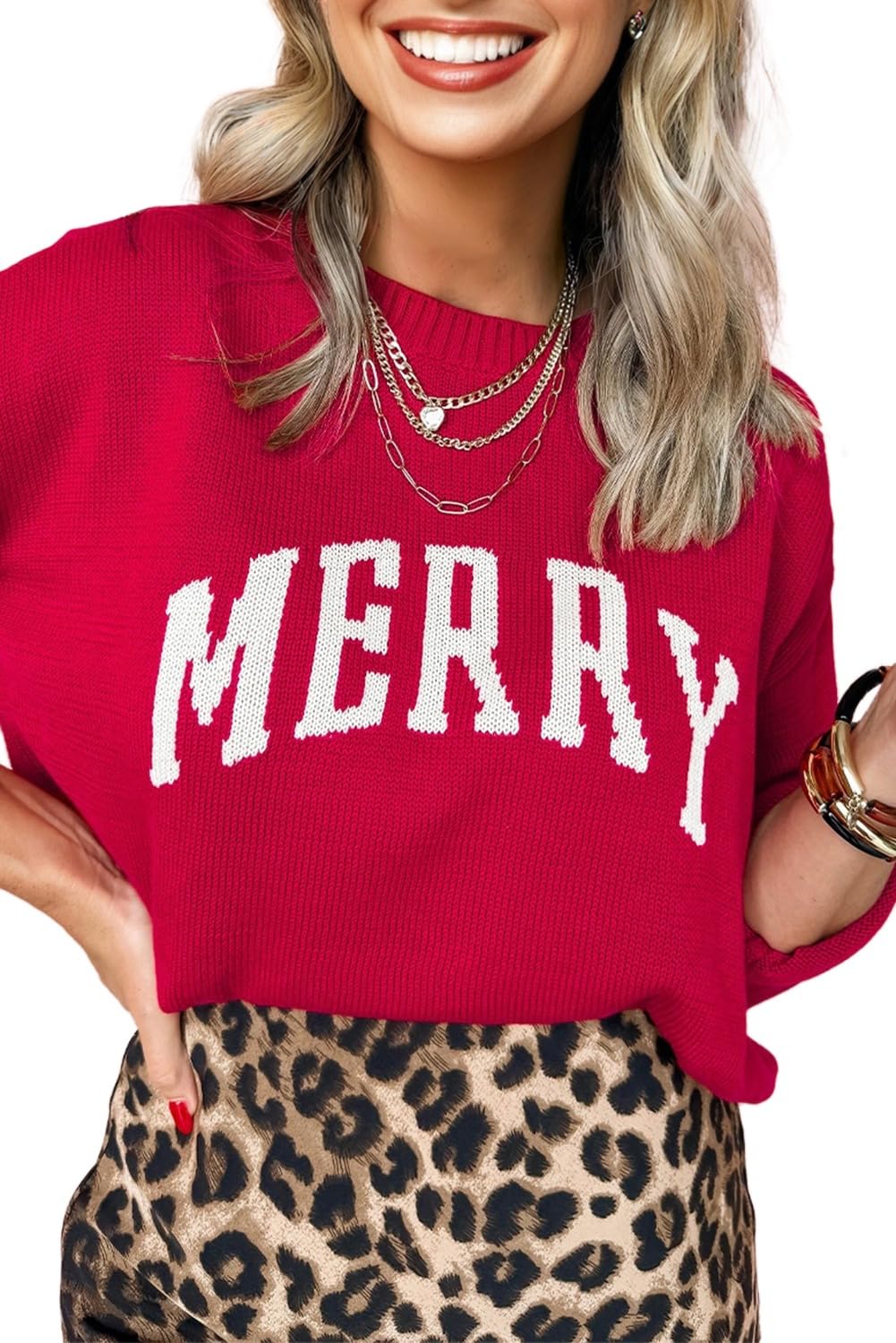 Apvirdy Merry Christmas Sweaters for Women Merry Letter Long Sleeve Pullover Holiday Winter Baggy Xmas Sweater