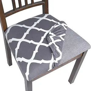 SearchI Set of 4 Stretch Printed Chair Seat Covers for Dining Room, Kitchen, Office - Removable & Washable