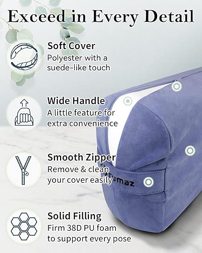 Miniatura 5 de Tumaz Yoga Bolster Set - Rectangular Bolster Pillow for Restorative Yoga, Soft Meditation Pillow with Carry Handle and 8-Feet Strap, Machine