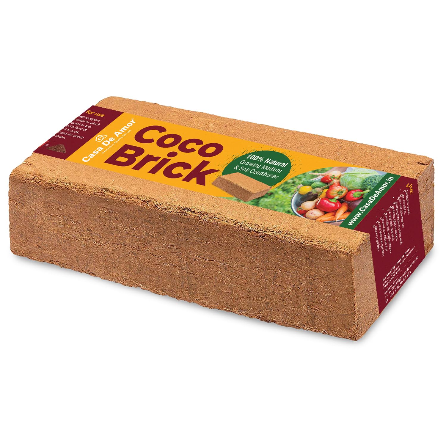 Casa De Amor Organic Cocopeat Brick (650gm) Gardening Medium for Strong Plant Growth | Lightweight & Expandable | High Water-Holding Capacity | Ideal for All Plants | Expands to 4 kg Powder (B0CN372LN8) Amazon Price History, Amazon Price Tracker