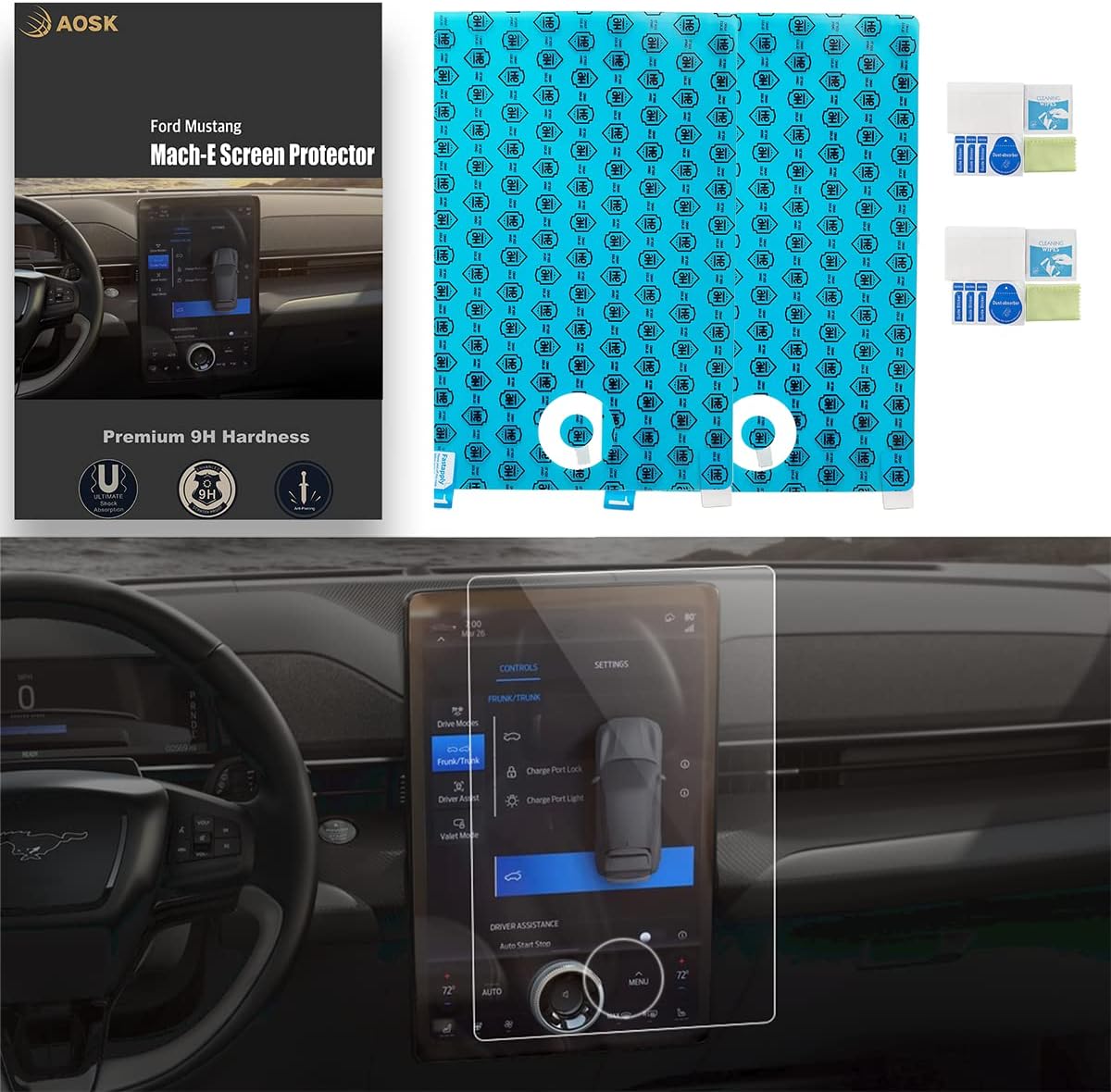 aosk for mustang mach e screen protector center control compatible with 2021 2022 mustang mach e f150 lightning 15 5 inch screen anti glare anti fing