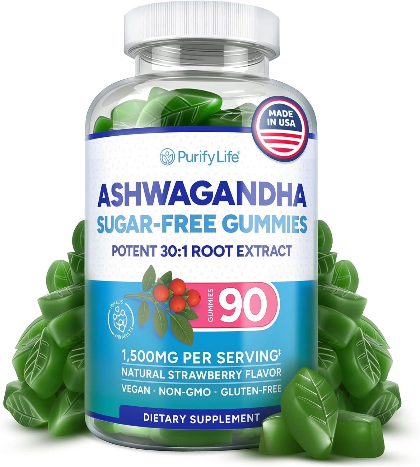 Sugar-Free Ashwagandha Gummies for Stress,...