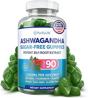 Gomitas de Ashwagandha sin azúcar para el estrés, el sueño y el estado de ánimo, extracto de suplemento de Ashwagandha 30:1 de alta potencia, suplemento adaptógeno vegano para mujeres y hombres, sabor