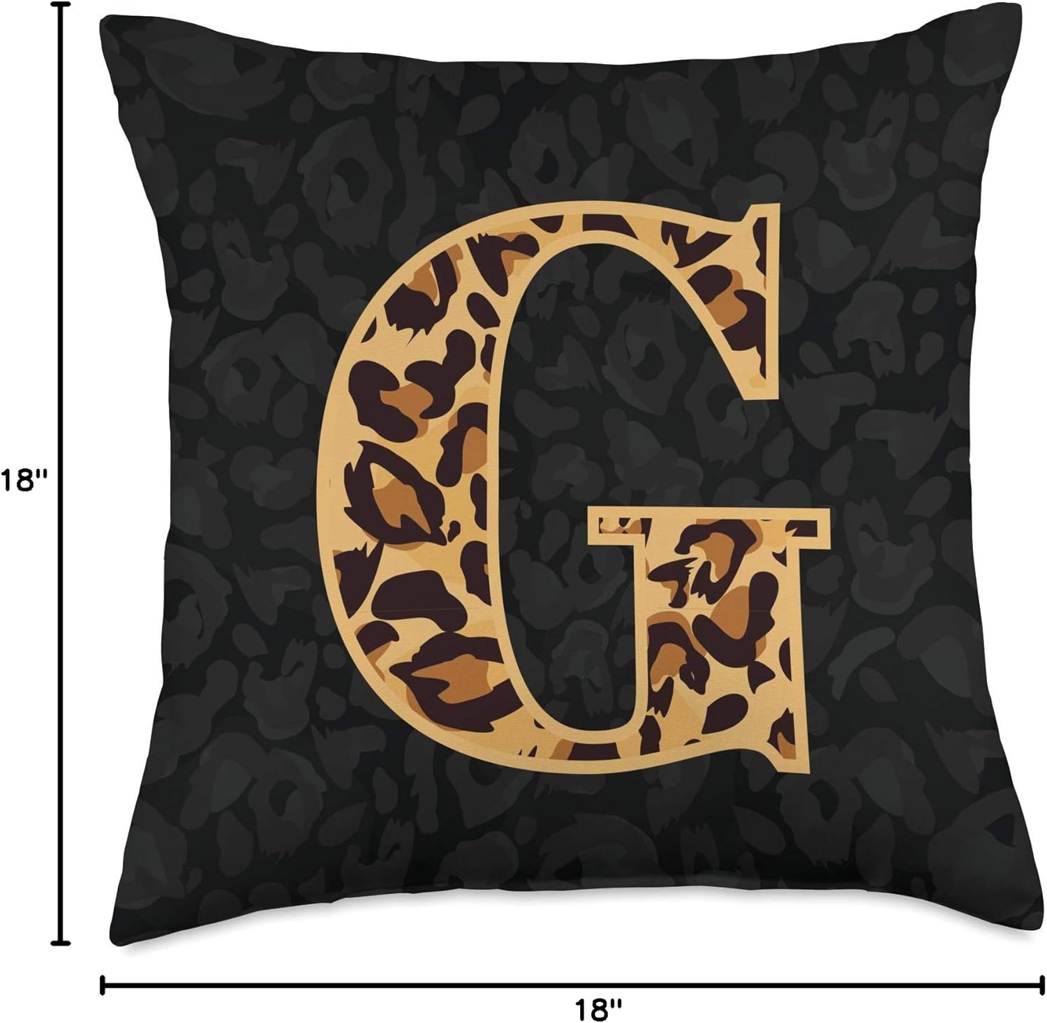 Cheetah Print Letter G Leopard Initial Women Girls Throw Pillow