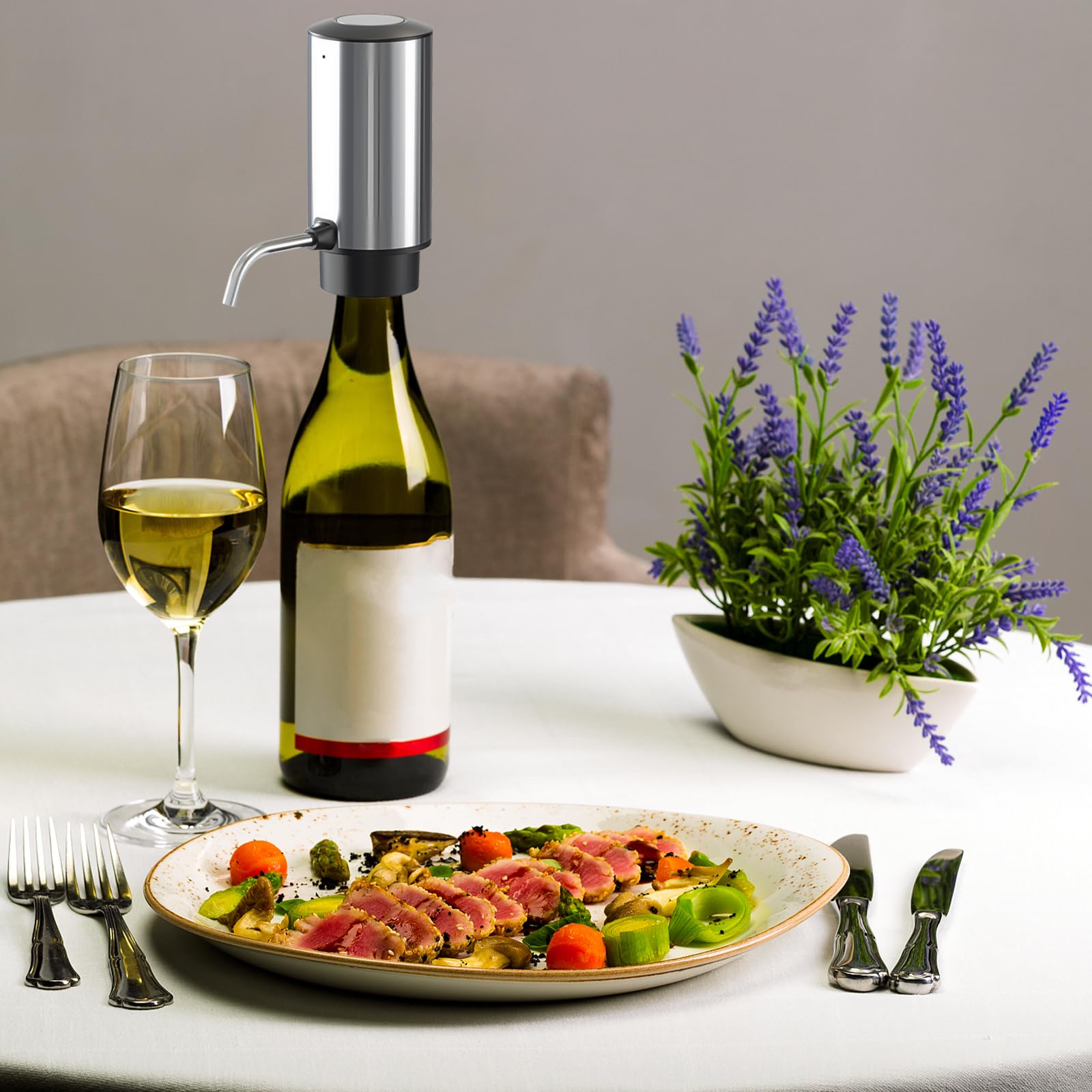 Sporgo Decanter per vino elettrico: Decanter automatico per vino, versatore elettrico ricaricabile, decanter vino rosso, per feste, matrimoni, bar e ristoranti
