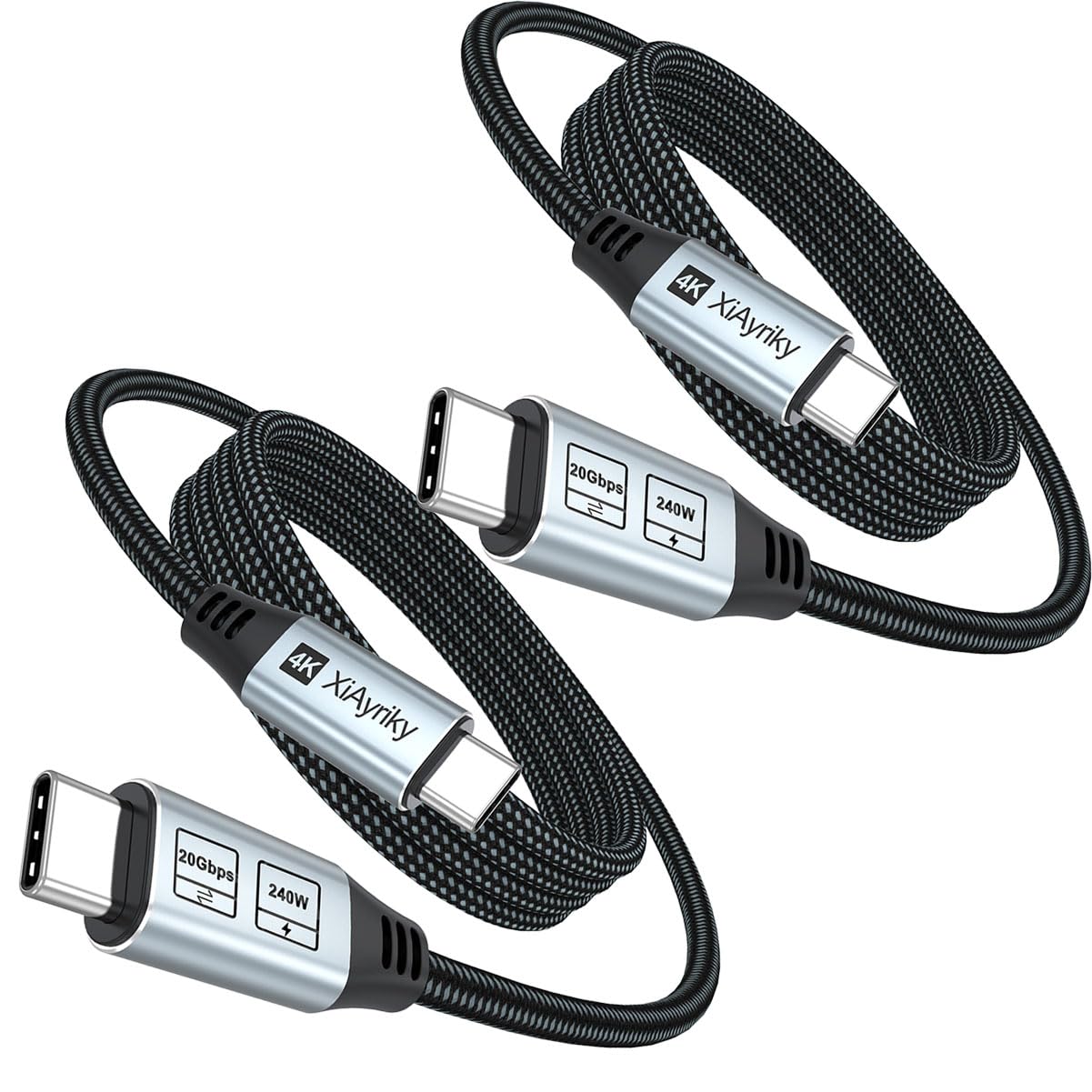 USB C Data Monitor Charing Cable 2-Pack, 6FT USBC Display Cable 4K, 20Gbps, 240W Charging, USB 3.2 Gen 2 Type-C Cable for PSVR2,Docking,SSD, Surface,iPhone,Galaxy, Macbook-Thunderbolt 3/4/5 Compatible