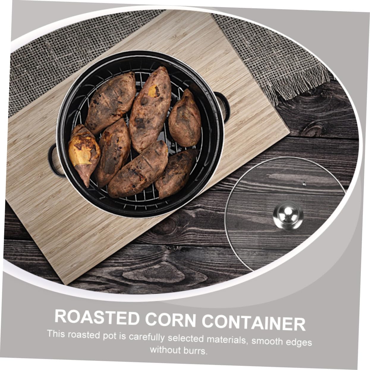 PRETYZOOM Roasted Sweet Potato Pot with Flue Non-Stick Roasting Pan for Chicken Wings and Corn Kitchen Baking Pot for Household Use Multi-Purpose Roaster