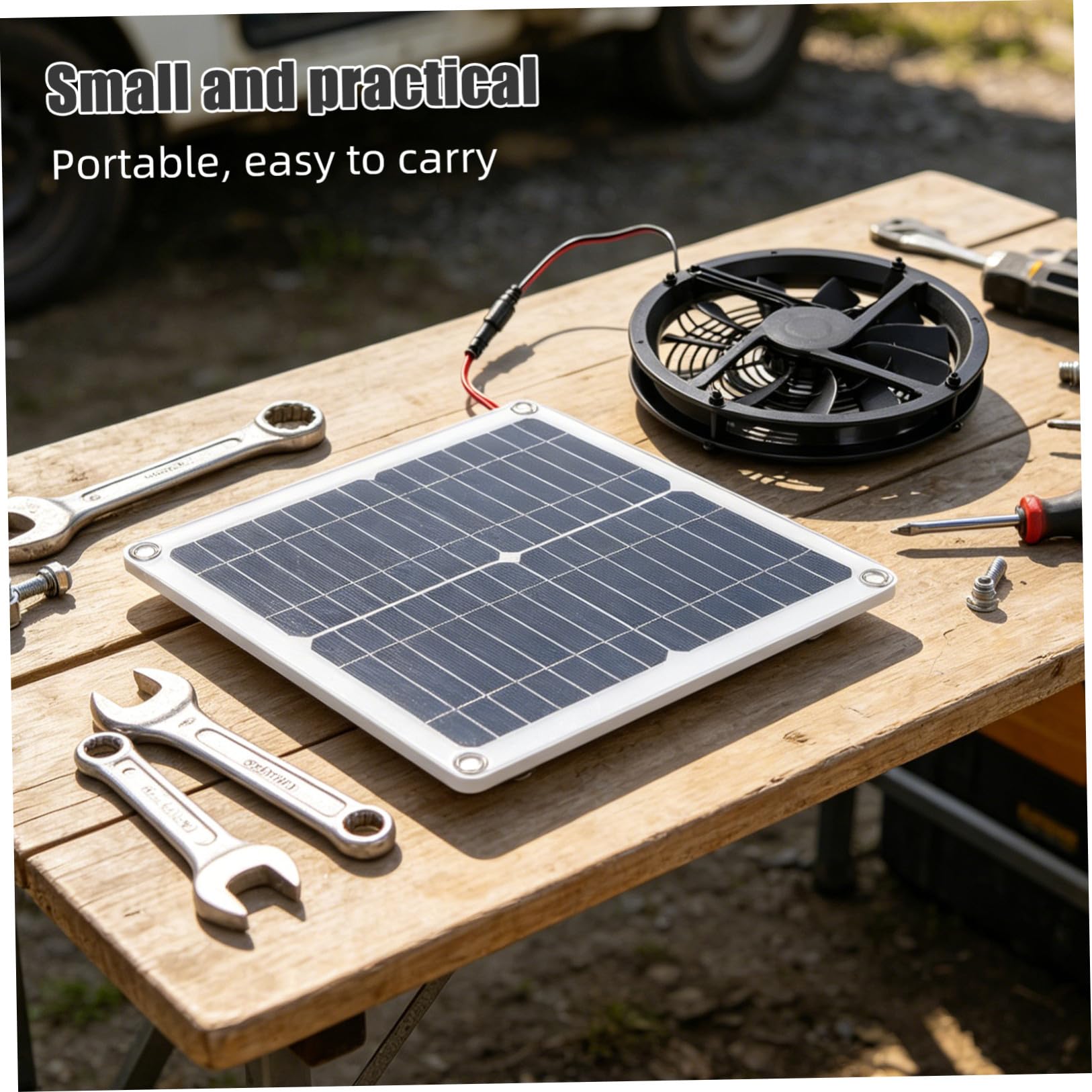 Anneome Ventilazione Solare per Serra e Pollaio, Ventola 28cm Nera