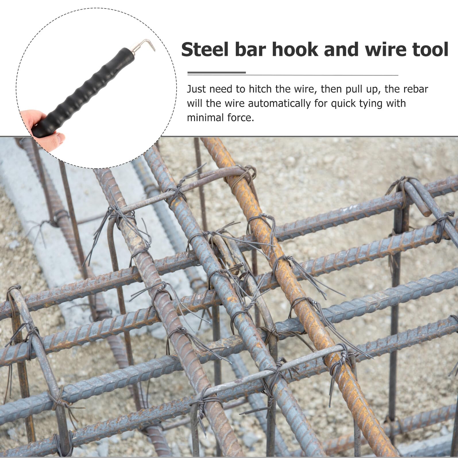 Outil De Torsion De Fil Semi-Automatique Pour Fer À Béton Outil D’Attache De Barres D’Armature Crochet Rétractable Pour Ligature Rapide Sur Chantier De Construction
