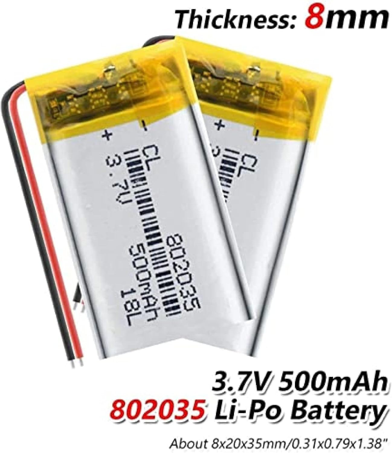 802035 Mp3 Mp4 Mp5GPSスマートウォッチ3.7v500mahバッテリー用500mahリチウムポリマーバッテリー,4