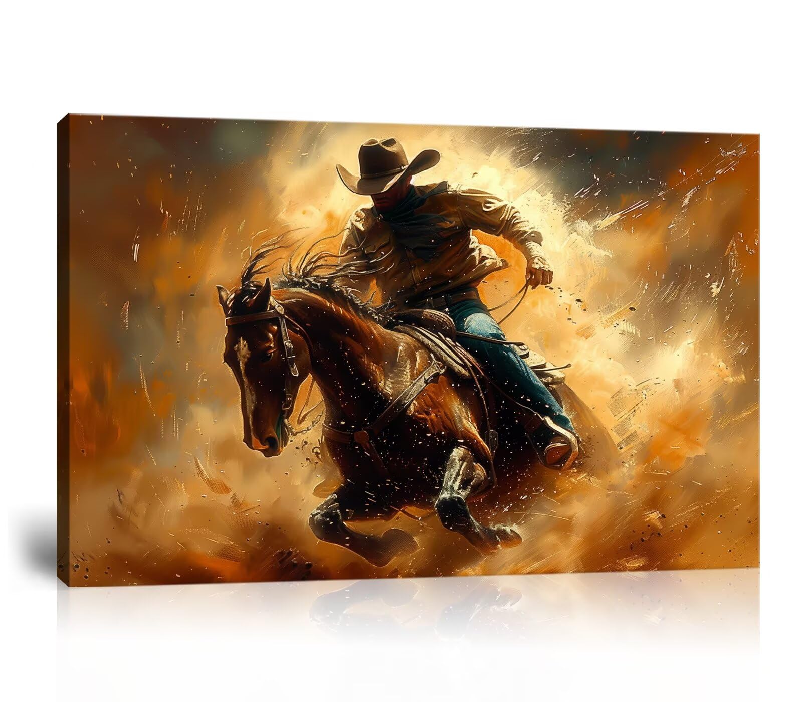 western wall art vintage cowboy wall decor farmhouse prints desert southwestern pictures aesthetic rustic artwork prints for bedroom living room office home decoration framed(28l" x 44w")