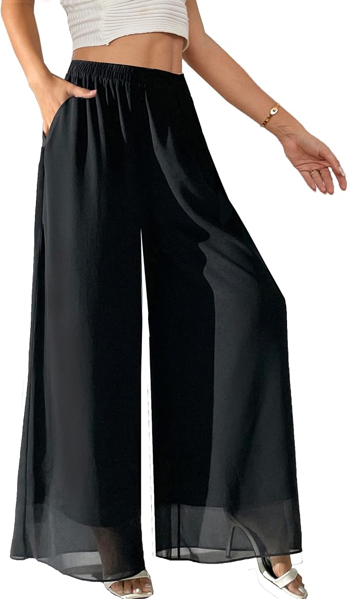 Yehopere · Double-layer chiffon palazzo pants