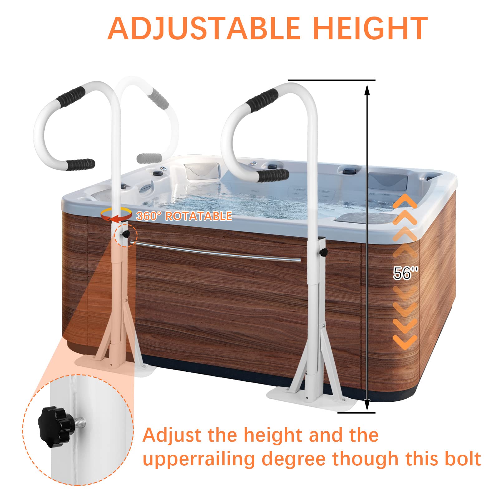 UNKLE METAL Hot Tub Handrail 700 lbs Load Spa Side Handrail 58" Spa