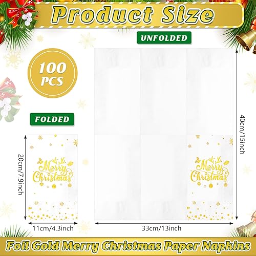 Miniatura 2 de 100 servilletas de papel desechables, servilletas de papel de cóctel, toallas de mano para cena de Navidad, decoración y suministros de fiesta de