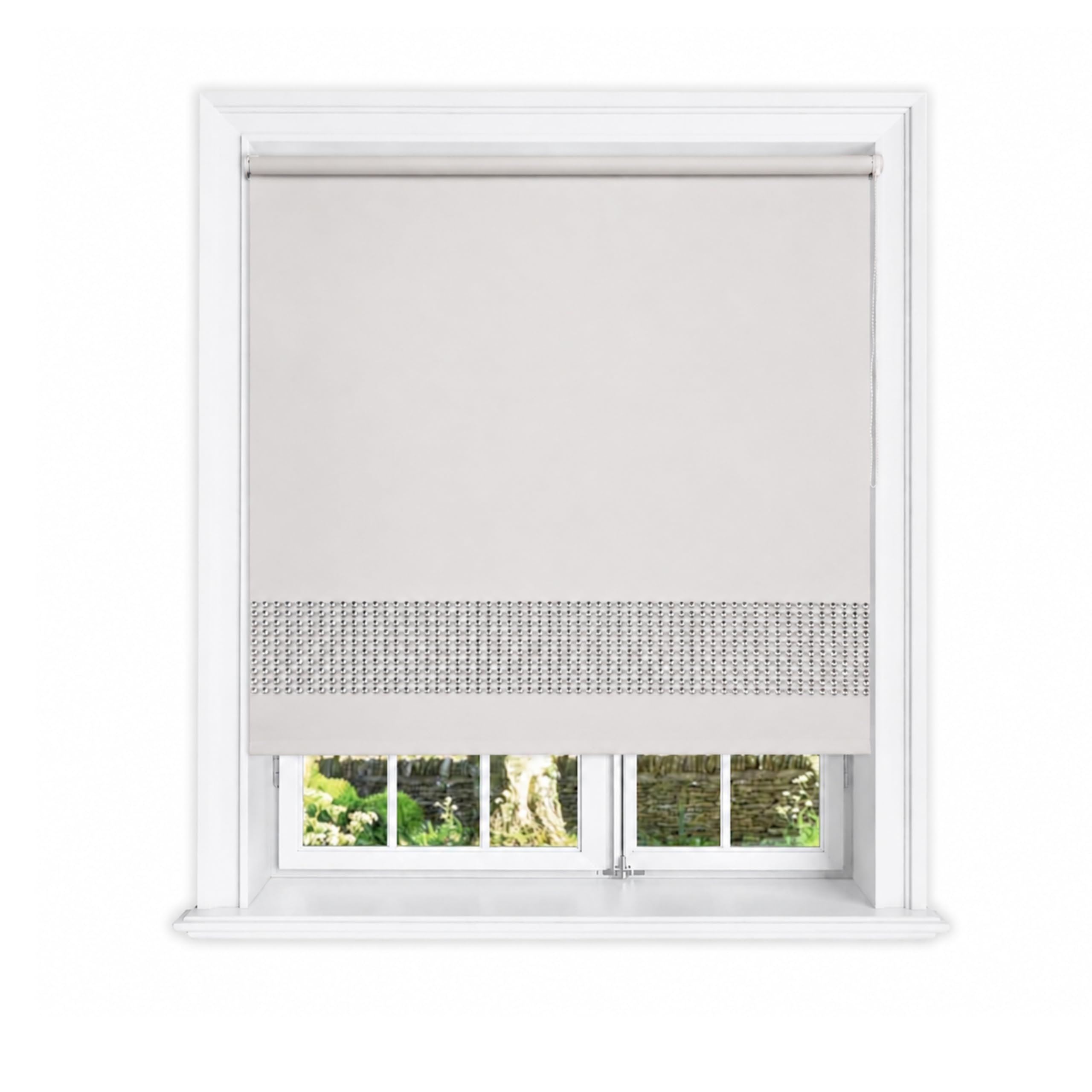 Lister Cartwright Diamante Blackout Roller Blinds for Windows | Premium Privacy & Light Blocking Blinds |UV Protection- 90 x 160 CM - Easy Install Roller Blinds Child Safety Included - Cream