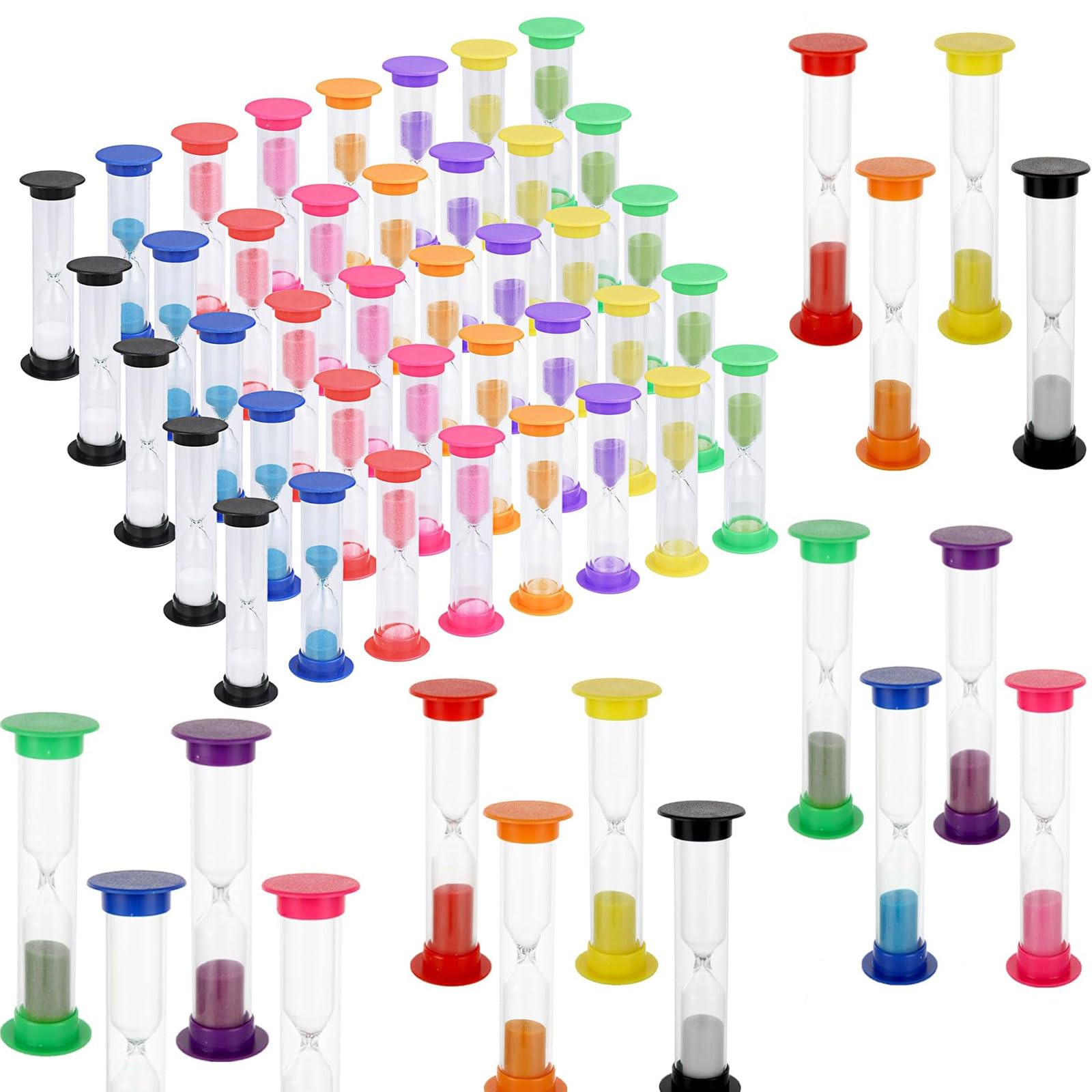 ACXFOND 48 Pcs 2 Minute Sand Timer for Kids, Plastic Hourglass Sandglass Sand Clock Timers Set Small Sand Timers for Classroom, Kitchen, Games, Office, Home, School (Colorful)