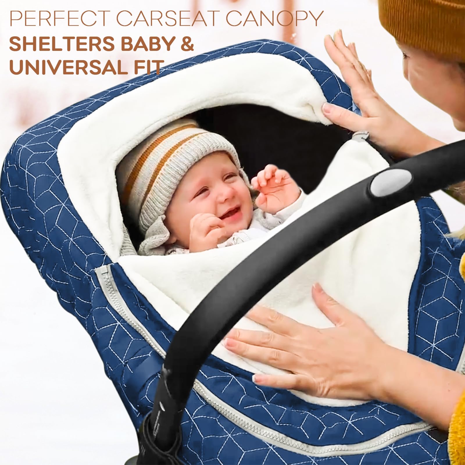 Yoofoss Housse de siège auto d'hiver pour protéger bébé du vent froid, housse de porte-bébé en polaire super chaude pour garçons et filles (bleu)