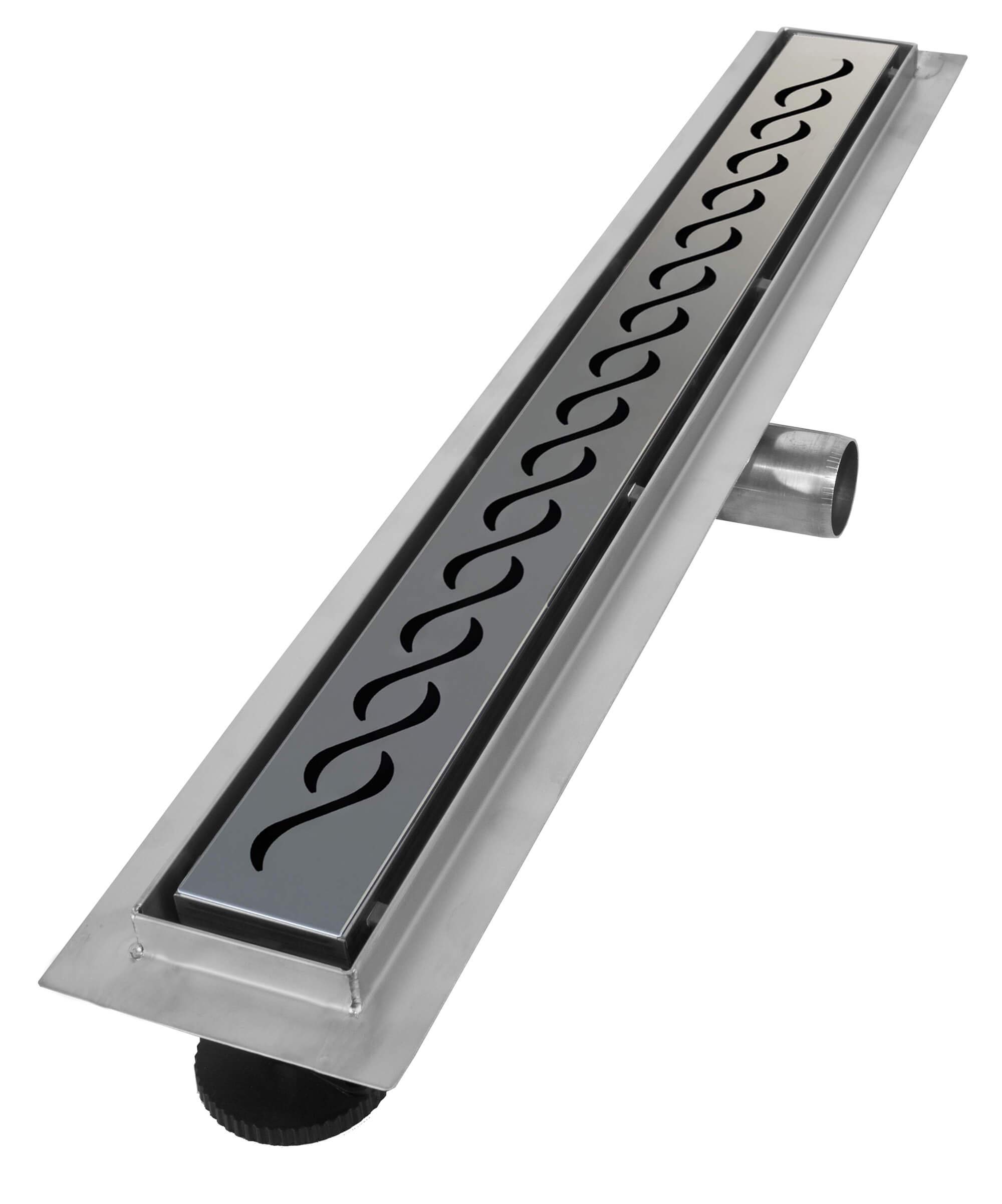 VILSTEIN Duschrinne 60cm Edelstahl, Bodenablauf Komplettset extra flach, Siphon mit Geruchsstop, Haarsieb - Kurze Welle