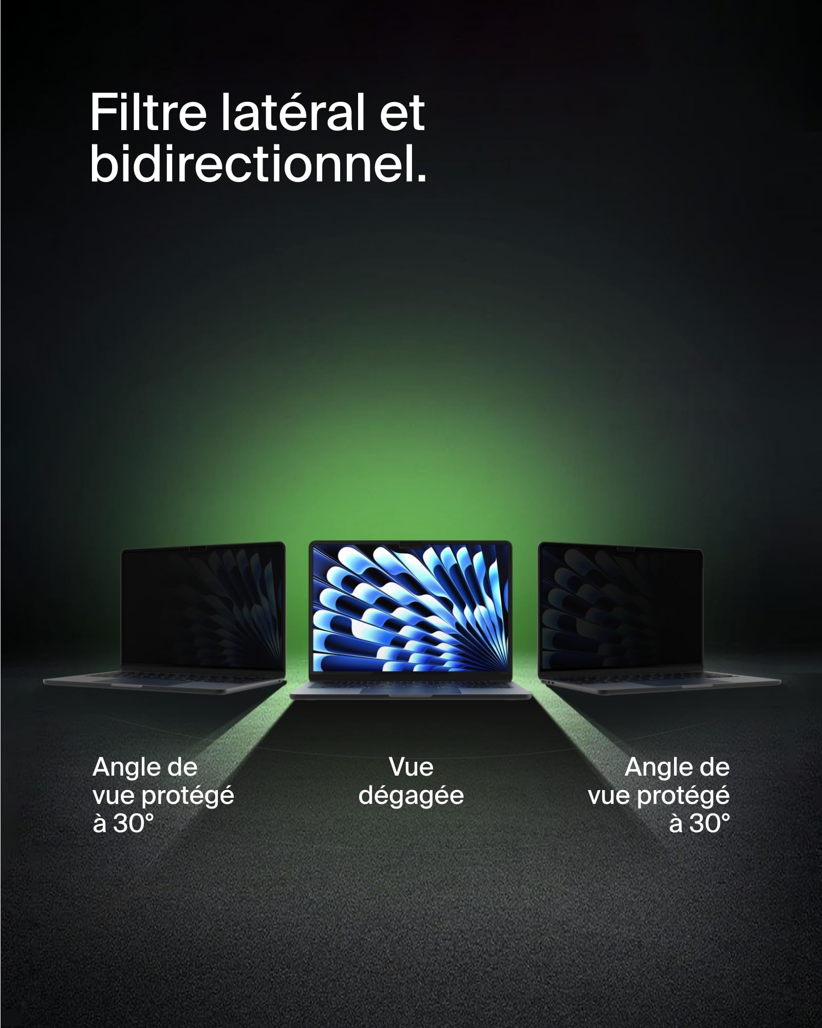 Belkin ScreenForce Protection d'écran TruePrivacy pour MacBook Air 13" M2 antireflet filtre latéral bidirectionnel indice 2H