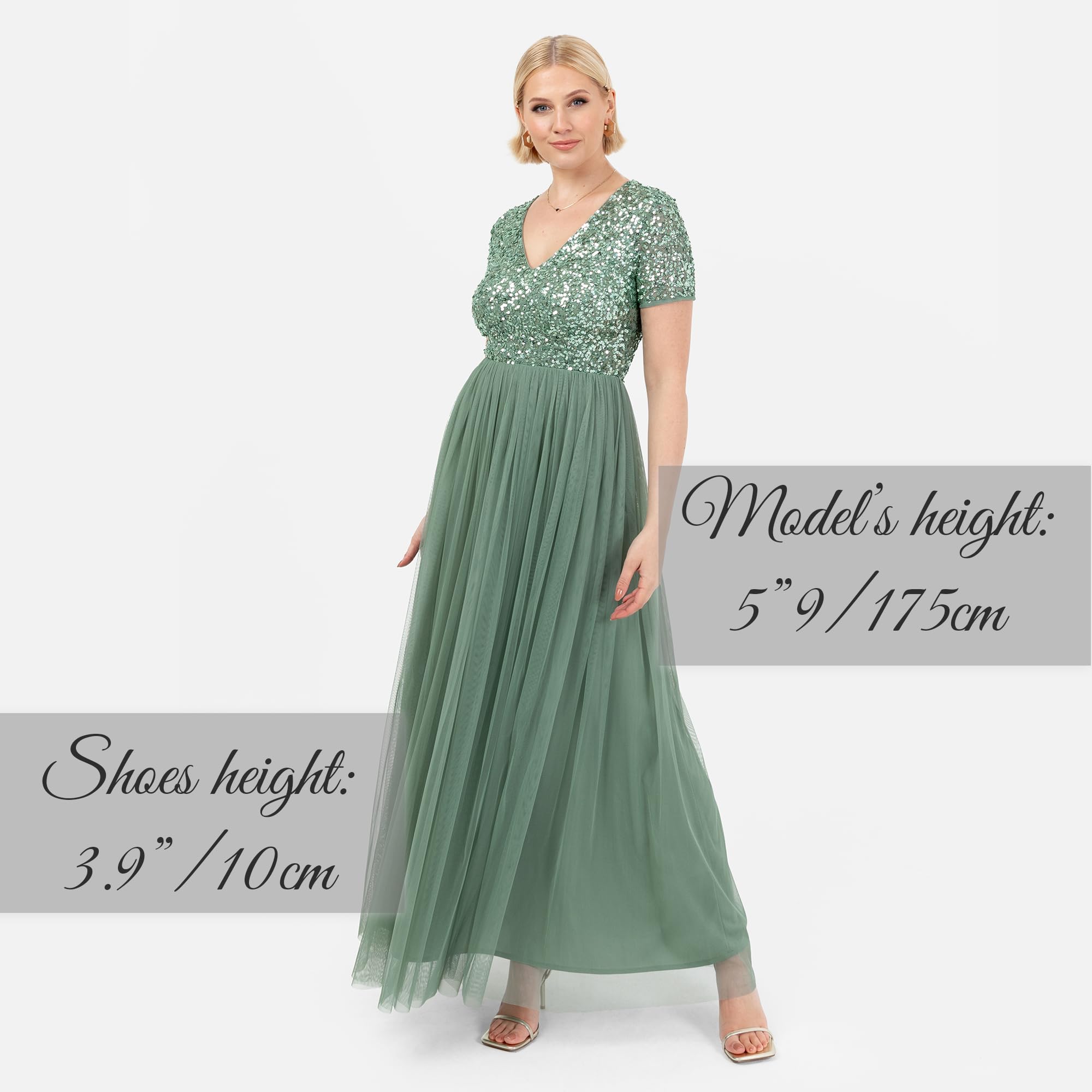Maya Deluxe Damen-Maxikleid mit V-Ausschnitt – Bild 3