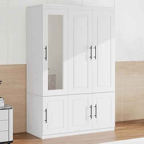 Miniatura 13 de Armario Armario: Juego de 2 modernos armarios de esquina para dormitorio con vidrio, armario de almacenamiento de ropa de madera de gran capacidad