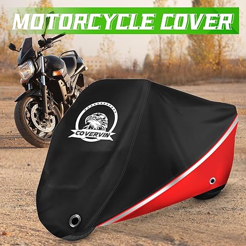 Miniatura 7 de COVERVIN Funda de motocicleta 210D de material resistente para protección al aire libre, funda de motocicleta para todas las estaciones, cubierta