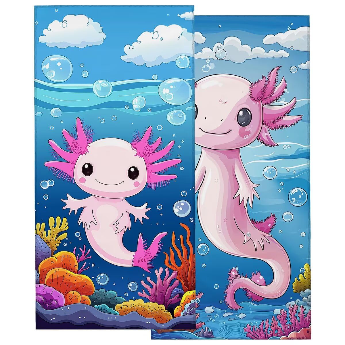 Ręcznik plażowy uroczy 90 x 200 cm, bardzo duży ręcznik z mikrofibry, 2 szt., bez piasku, ręczniki plażowe z mikrofibry dla dorosłych niezbędne w podróży, lekkie, szybkoschnące, ponczo do pływania