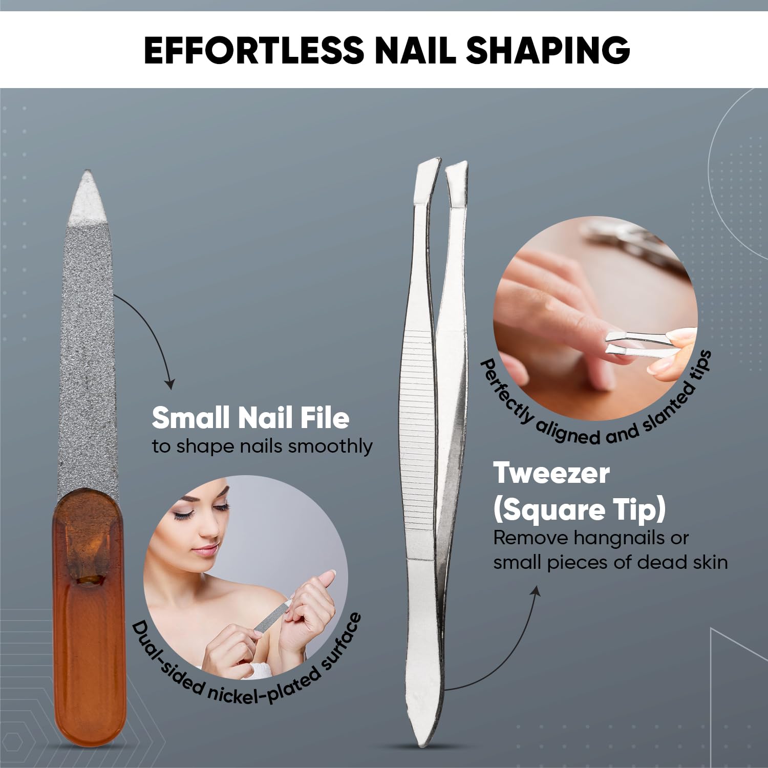 VEGA Manicure Set (Pack Of 8) - Silver 2