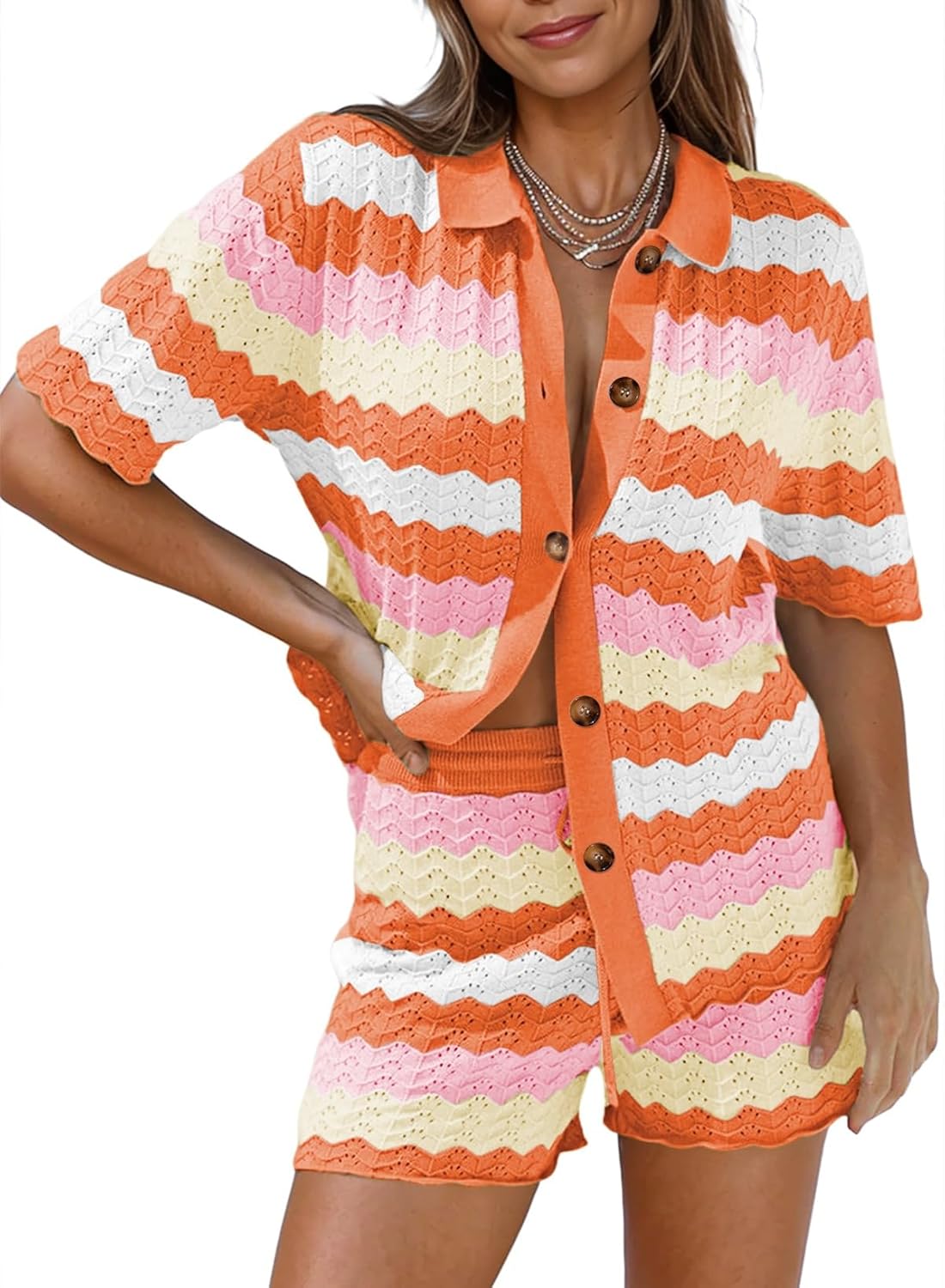 Pink Queen Women Knit Shorts Set Piece Outfits Trinidad and