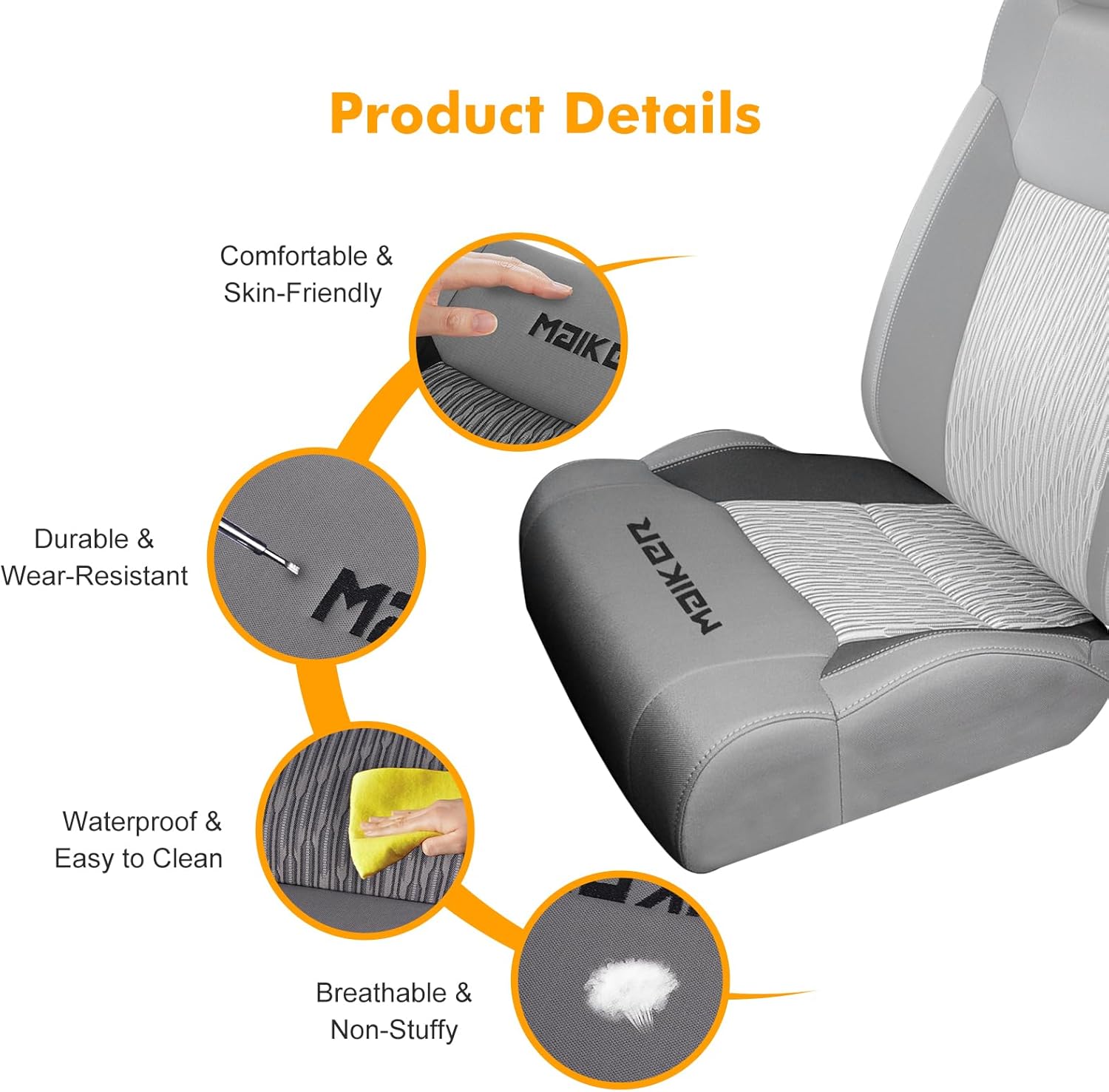 MAIKER OFF ROAD Driver Seat Bottom Replacement Cover, Black Microfiber Leather, OEM Fit, Compatible with Toyota Tundra 2014-2018 Seats