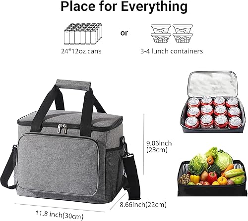 Miniatura 3 de Lonchera térmica para hombres y mujeres, 24 latas a prueba de fugas, lonchera grande para adultos con correa para el hombro, lonchera térmica