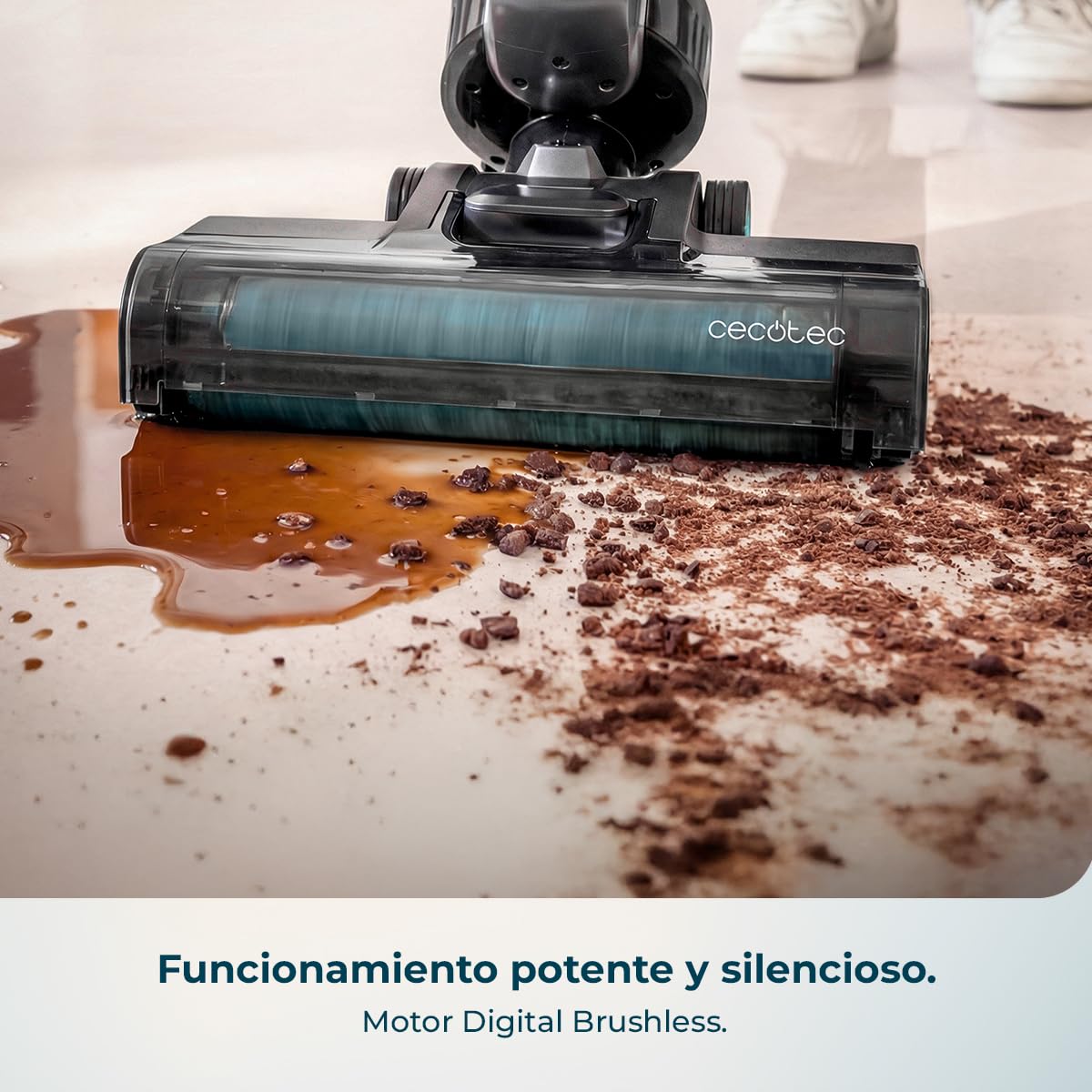 Cecotec Fregona Eléctrica Friega y Aspira Simultáneamente Freego S10 Nova. Limpieza Rápida y Profunda, Sólidos y Líquidos, 3 Modos, Motor Digital, Base de Autolimpieza, Autonomía 35mins