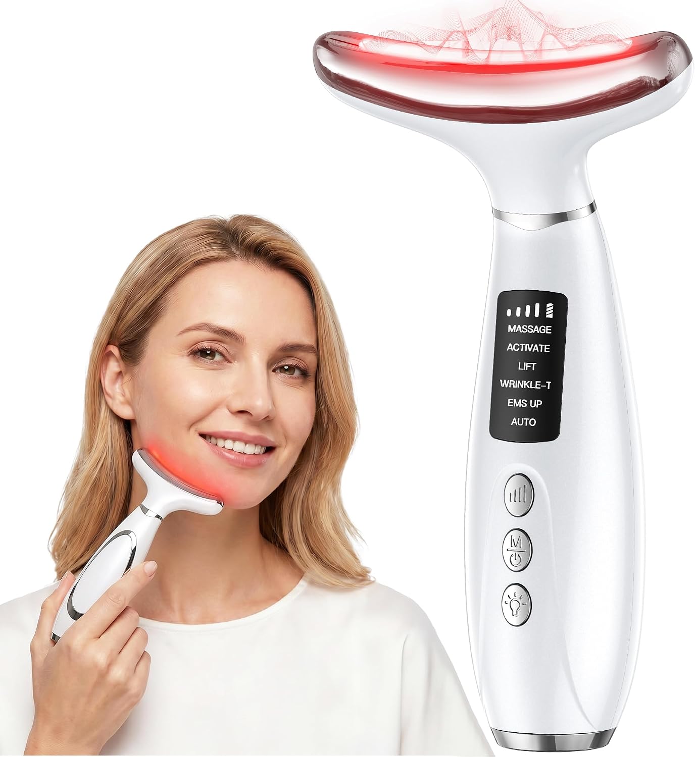 GIHWRRI Red Light Therapy for Face and Neck, 7-Color LED Face Massager
