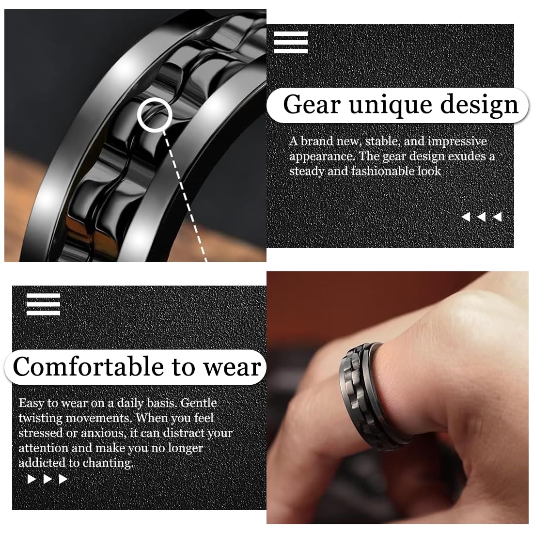 Fidget, anello antistress e anti-ansia, catena a forma di collegamento, set di anelli in acciaio inox, accessori alla moda, regalo per uomini e donne, per uomini e donne, larghezza 8 mm