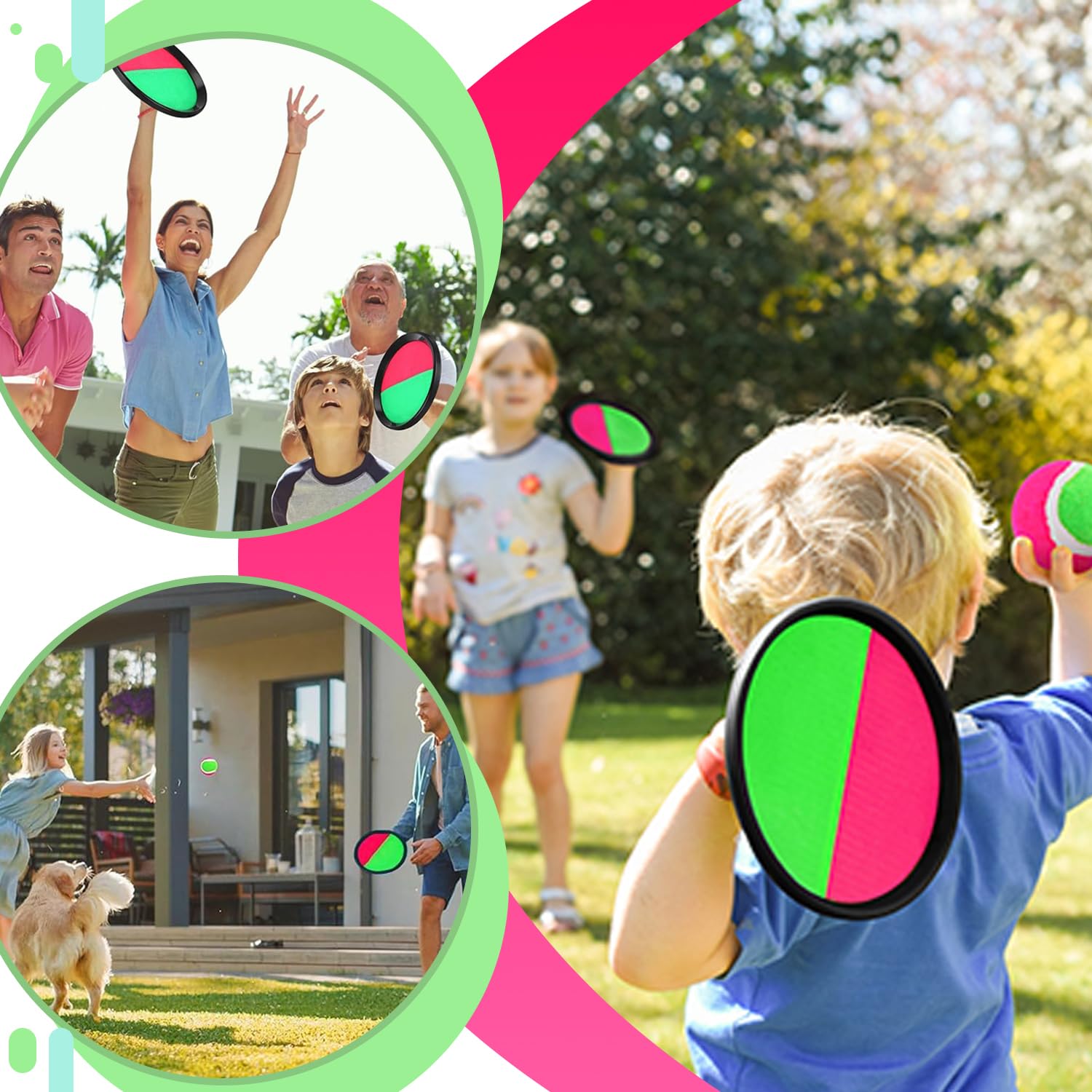 Gioco Di Lancio E Cattura Con Palle In Velcro - 2 Racchette E 2 Palle, Per Esterno E Interno (Blu E Giallo) - Foto 4