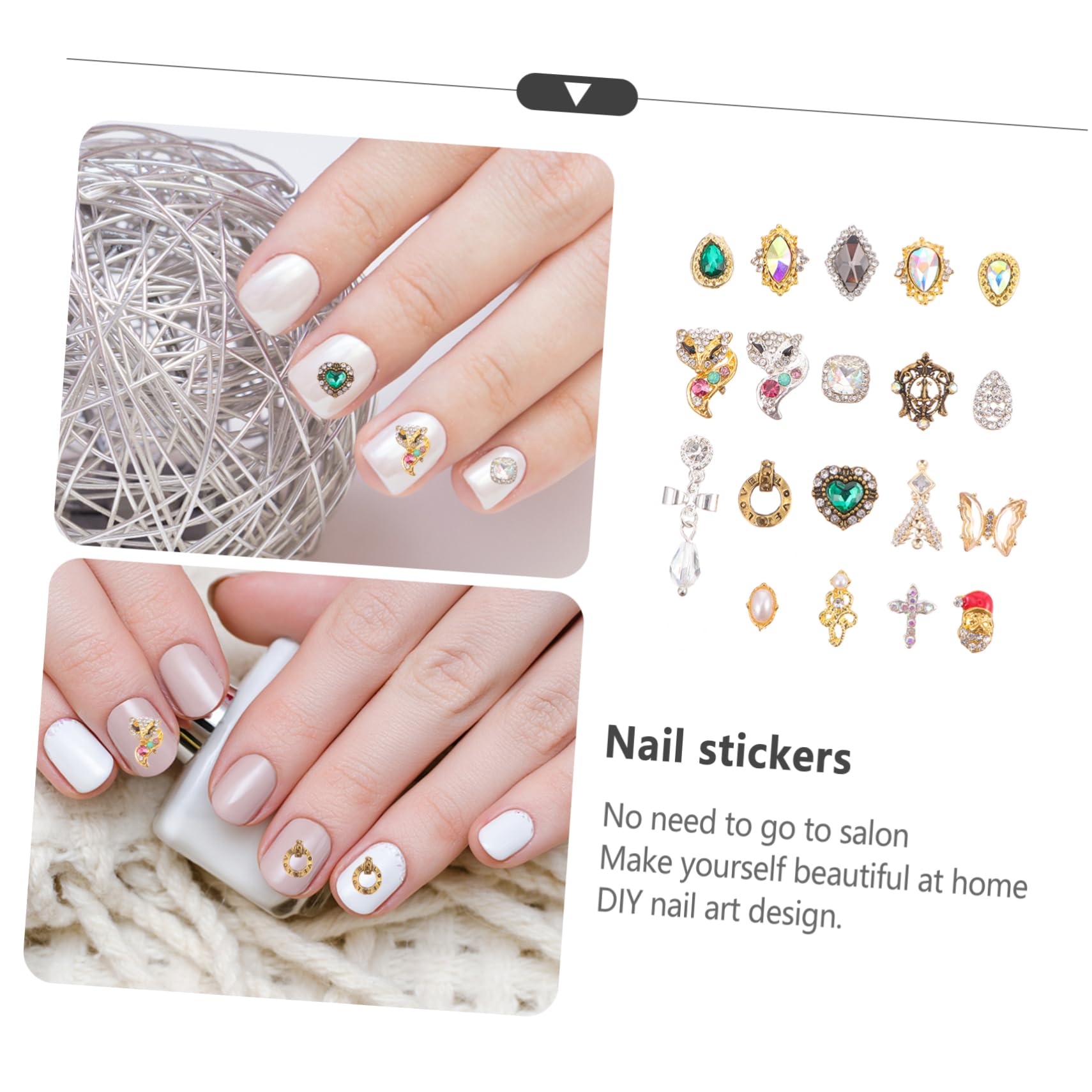 Beavorty 2 Set Di Ciondoli Per Nail Art Strass Per Nail Art Gioielli Per Unghie Lucidi Multiforme Set Di Gioielli Per Unghie Per Artigianato 50 Pezzi*2
