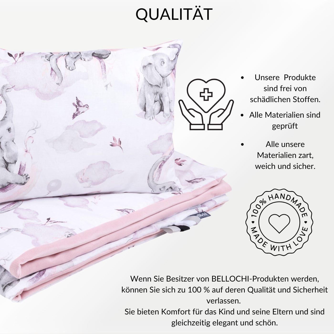 Bellochi pościel dziecięca 75 * 100 cm z wypełnieniem, SET - kołdra dziecięca 70x100 cm z poduszką | miękka i oddychająca - wykonana w 100% z bawełny - Habarigani