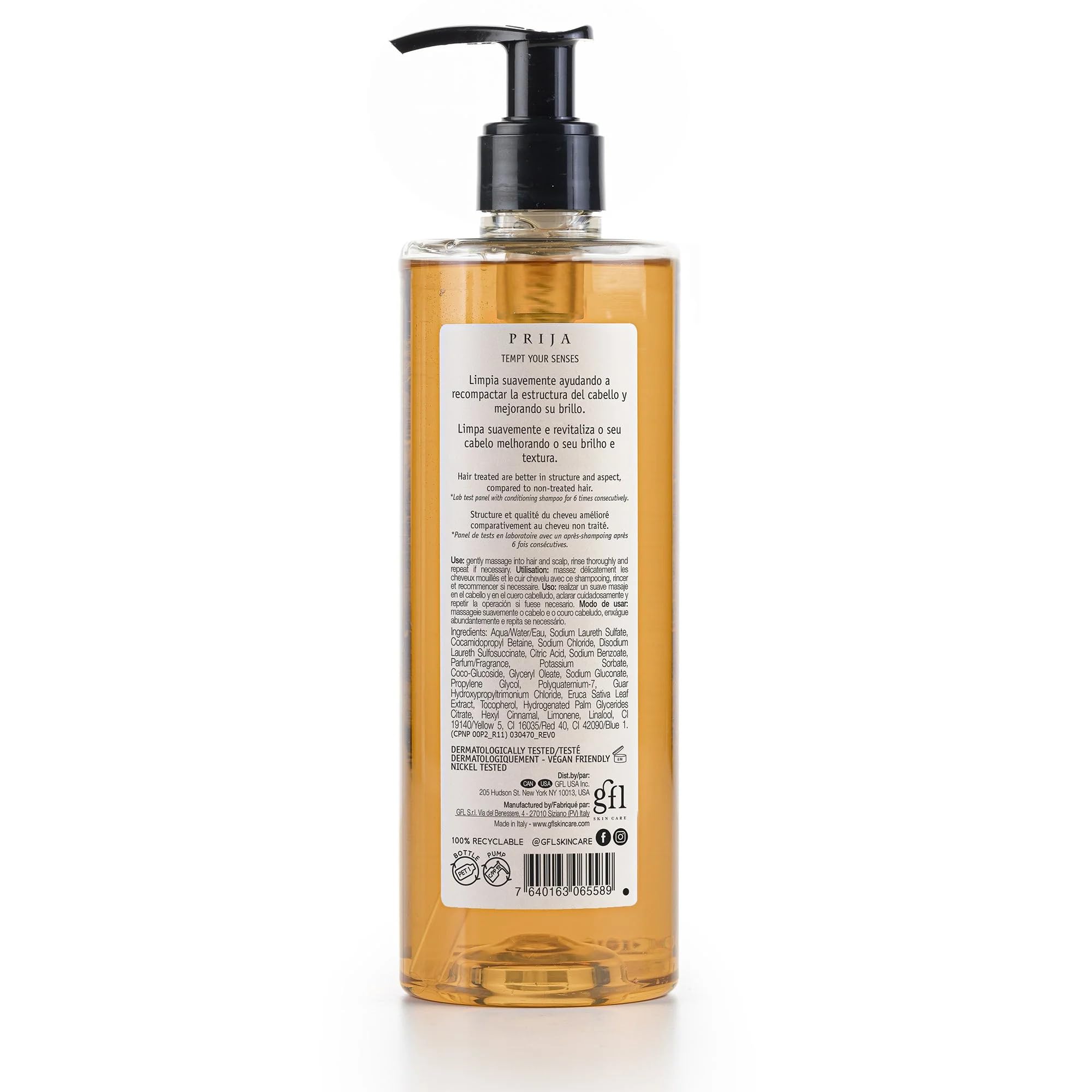 Prija Fortifying Shampoo Cleanses and Revitalises Hair with Eruca Sativa for All Hair Types Hydrating Shampoo Boosts Shine and Improves Texture 2 x 380ml - Image 2