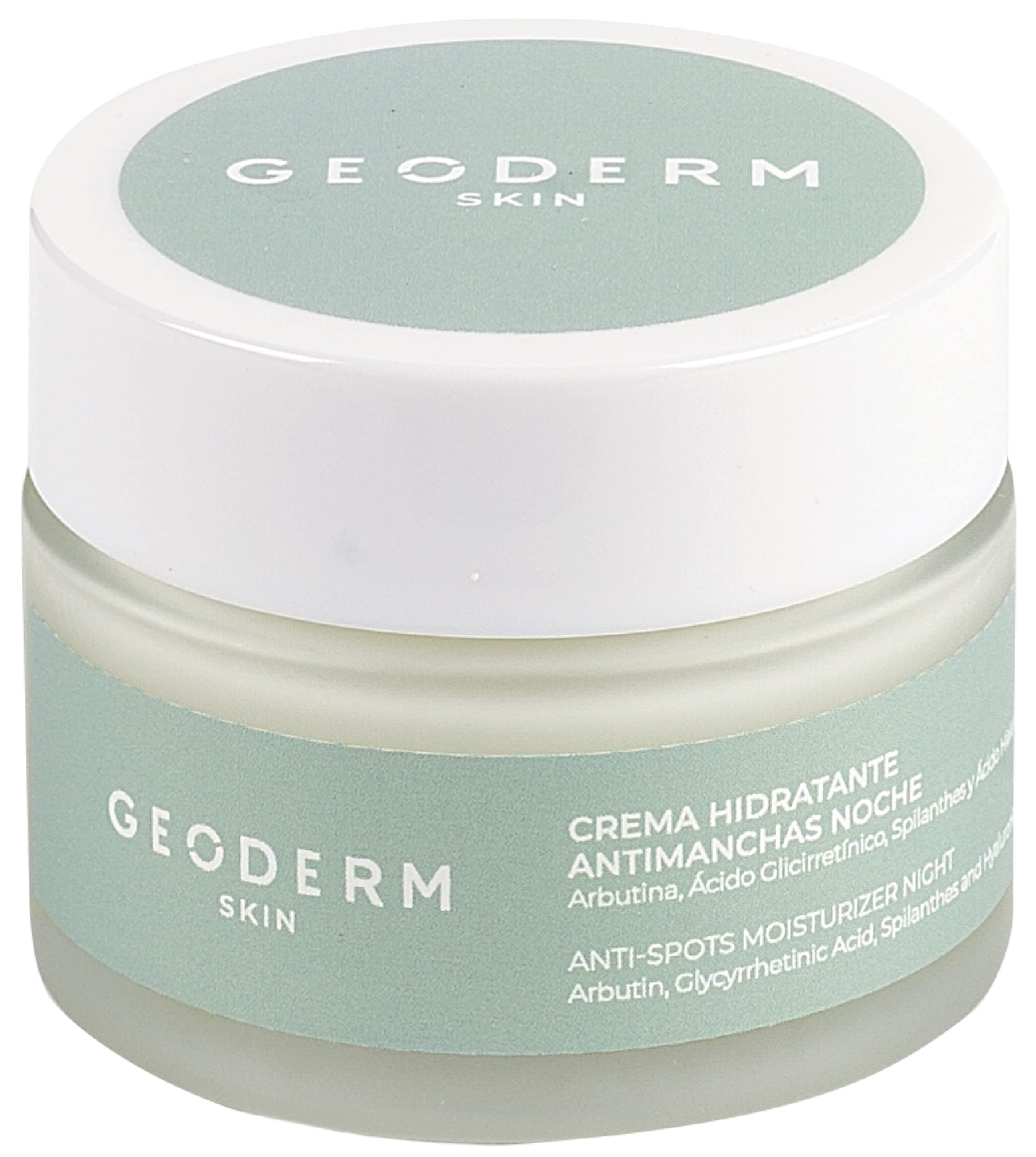 GEODERM SKIN Crema Hidrantante Antimanchas (Crema Noche) - Nutre, reafirma y aclara las manchas con arbutina, ácido glicirretínico y ácido hialurónico, Orgánico y Bio, Para Todo tipo de piel, 50ml