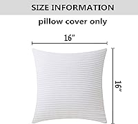 Vista 5 de Home Brilliant Fundas de Almohada Decorativas Blancas de 16x16, Juego de 2, Fundas de Almohada Decorativas de Acento, Funda de Almohada